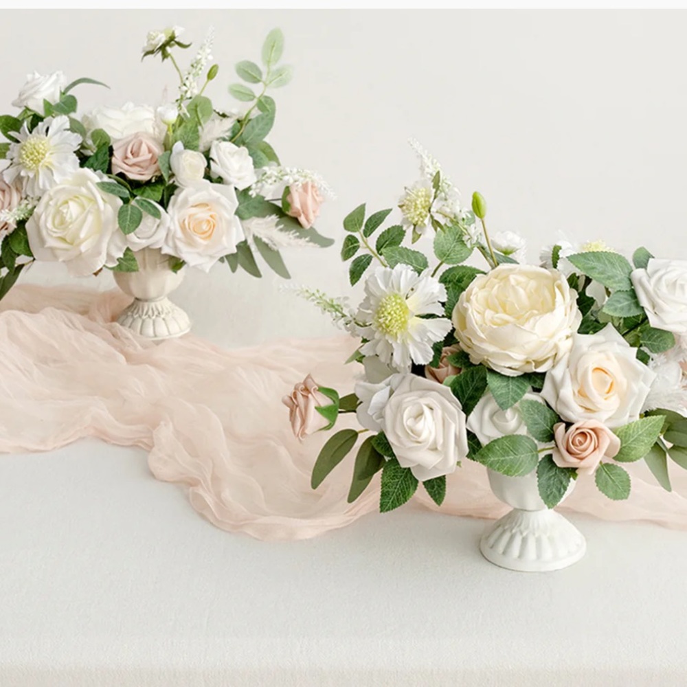 Set of 2 Pink and White Centerpieces
